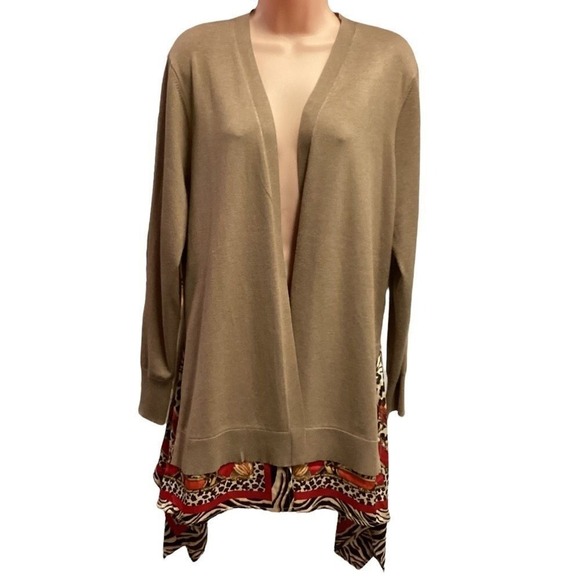 Chico's fabulously scarf hem‎ long cardigan size 12 NWT - Picture 2 of 14